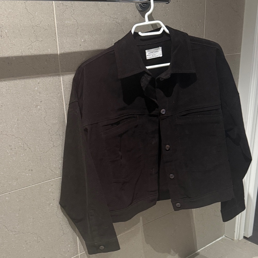 Women's Brown Bomber Jacket - Minimal Button-Front